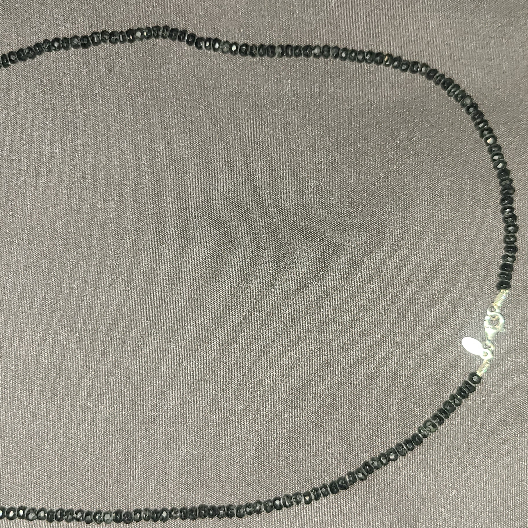47 Carat Black Spinal And Sterling Silver Elegant Black Beaded Necklace